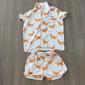 Women's White Pajama Set with Dog Print